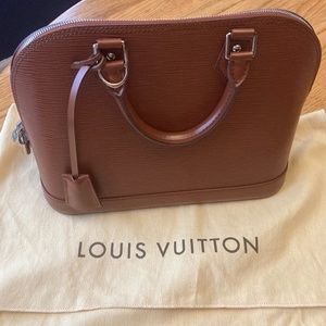Louis Vuitton Genuine Leather Epi Alma Handbag Brown